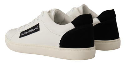 Black White  Leather Low Top Sneakers