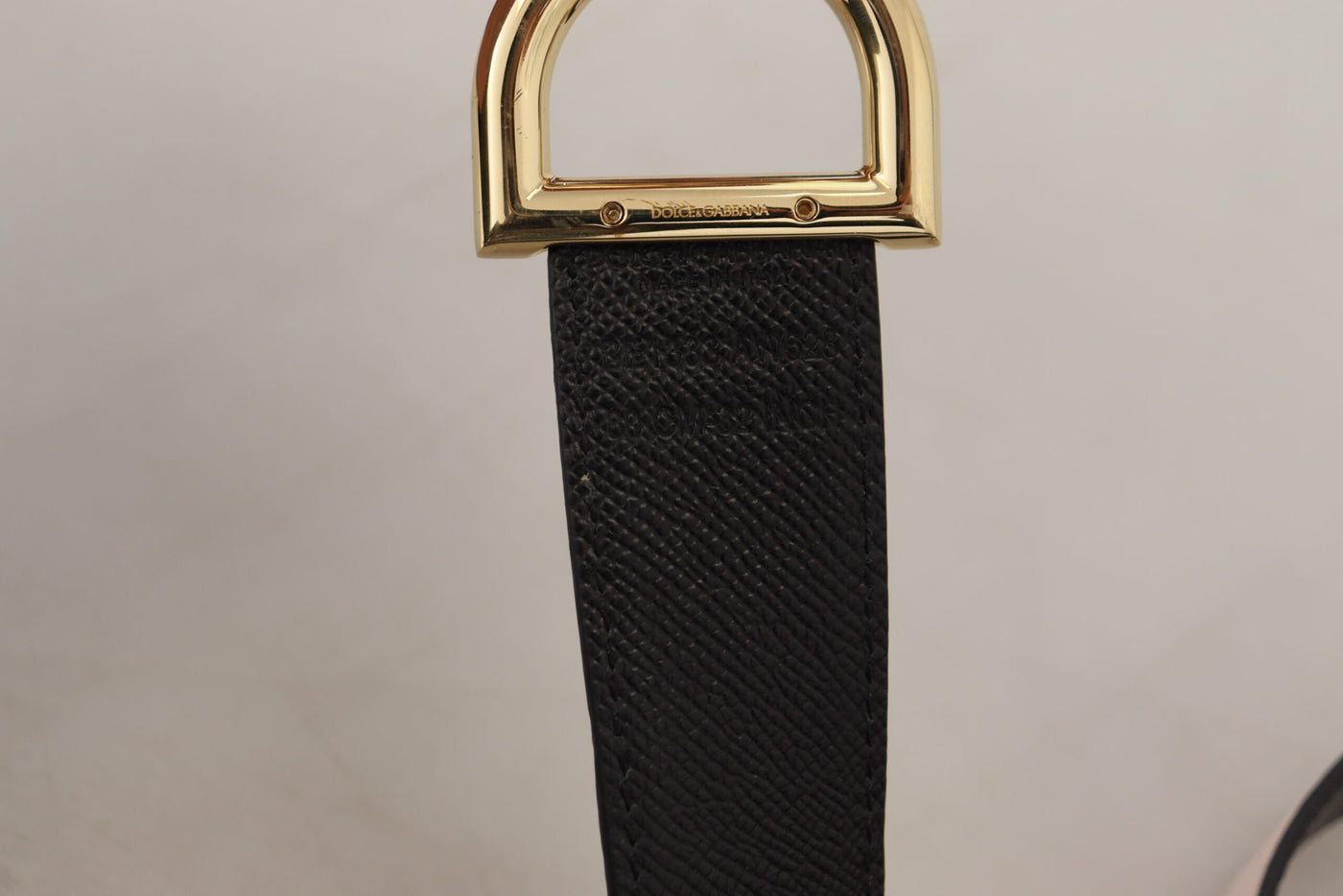 Beige Leather Gold DG Logo Metal Buckle Belt