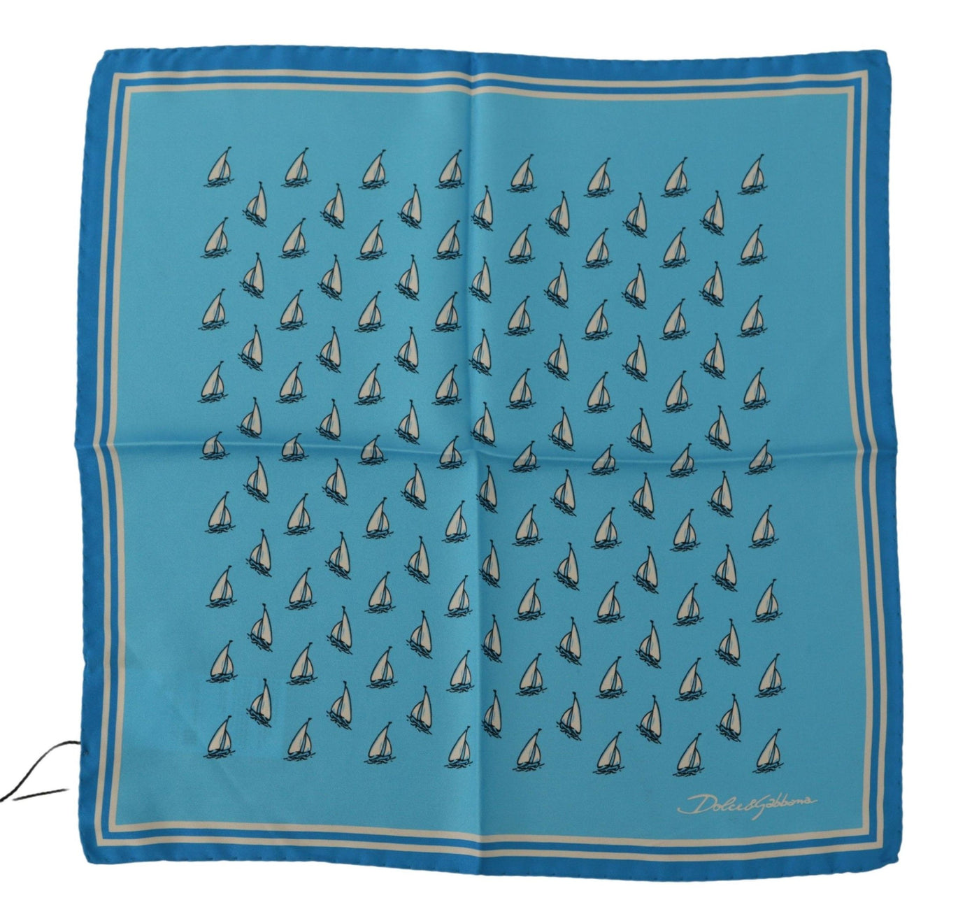 Light Blue Printed DG Logo Square Handkerchief Scarf