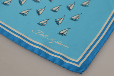 Light Blue Printed DG Logo Square Handkerchief Scarf