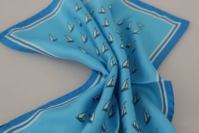 Light Blue Printed DG Logo Square Handkerchief Scarf