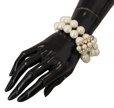 Gold Tone Crystal Faux Pearl SICILY Wrist Bracelet