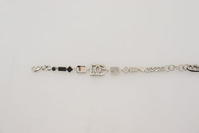 Silver Tone Brass DG Crystals Lobster Bracelet