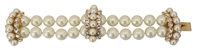 Gold Tone Crystal Faux Pearl SICILY Wrist Bracelet