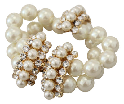 Gold Tone Crystal Faux Pearl SICILY Wrist Bracelet