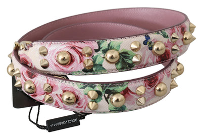 Pink Floral Leather Stud Accessory Shoulder Strap