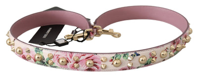 Pink Floral Leather Stud Accessory Shoulder Strap