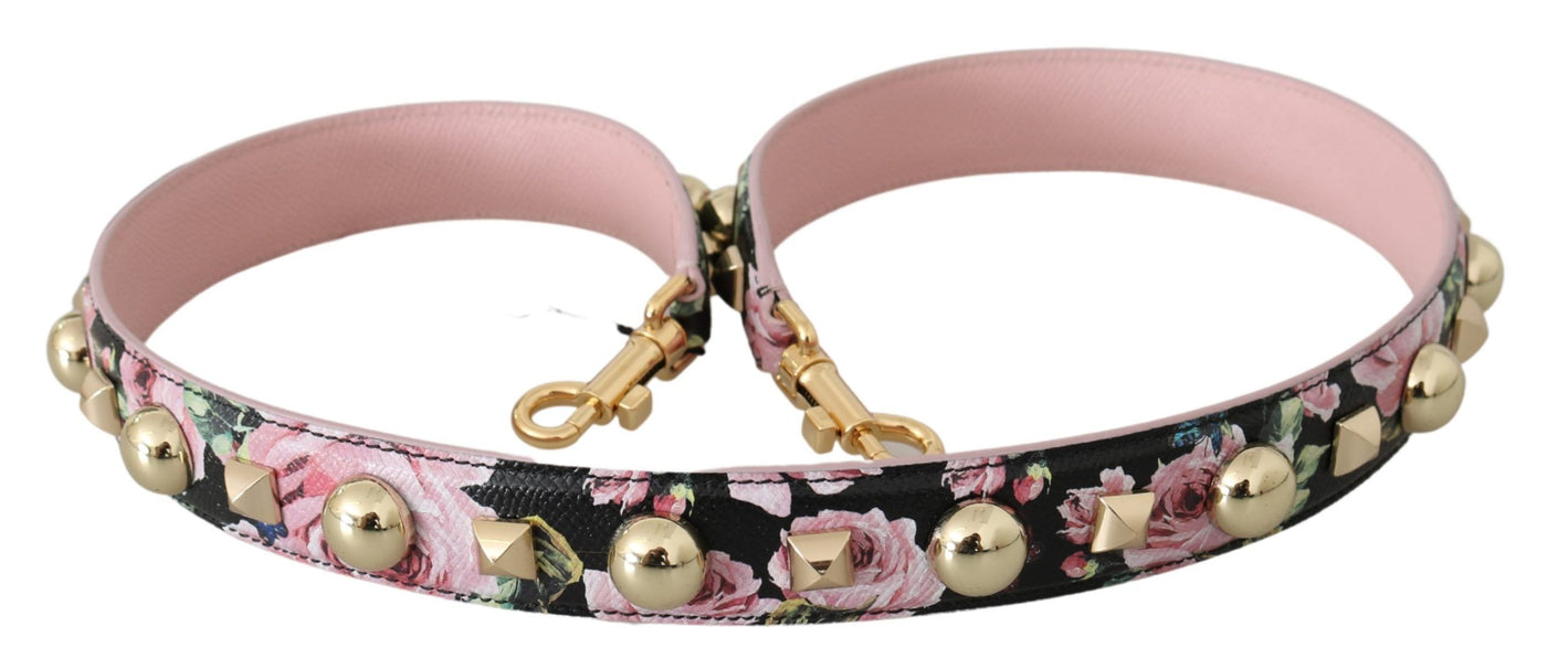 Pink Floral Leather Stud Accessory Shoulder Strap