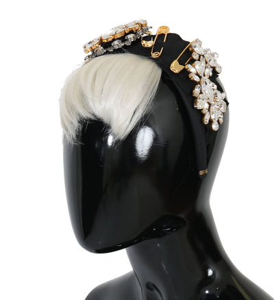 Black Crystal White Hair Parrucchiera Headband Diadem