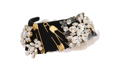 Black Crystal White Hair Parrucchiera Headband Diadem