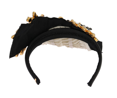 Black Crystal White Hair Parrucchiera Headband Diadem