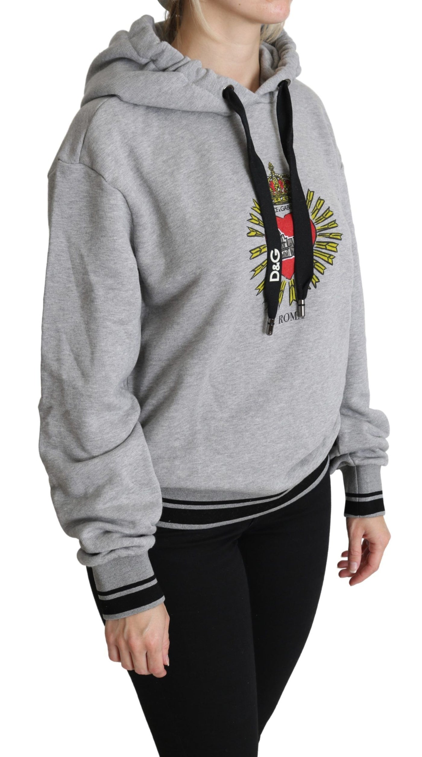 Gray Printed Hooded Exclusive Logo Sweater