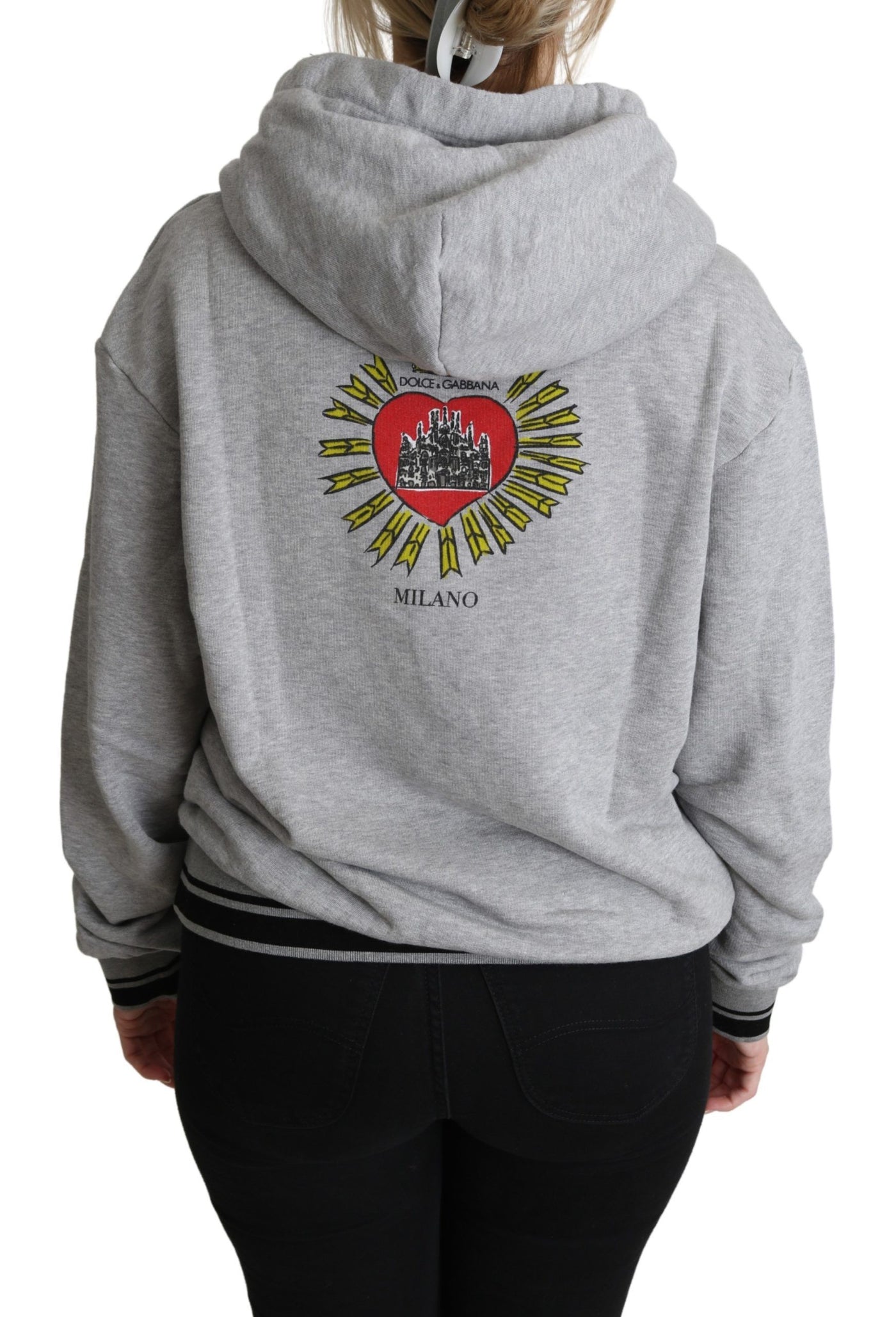 Gray Printed Hooded Exclusive Logo Sweater