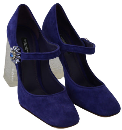 Purple Suede Crystal Pumps Heels Shoes