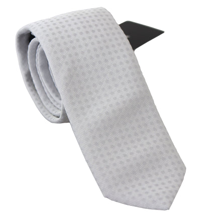 White Patterned Classic Mens Slim Necktie Tie