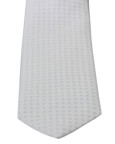 White Patterned Classic Mens Slim Necktie Tie