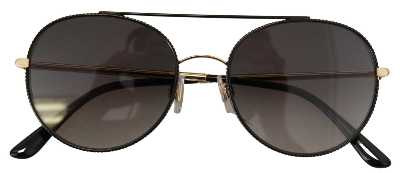 Black DG2199 Black Round Metal Frame Fashion Pilot Sunglasses