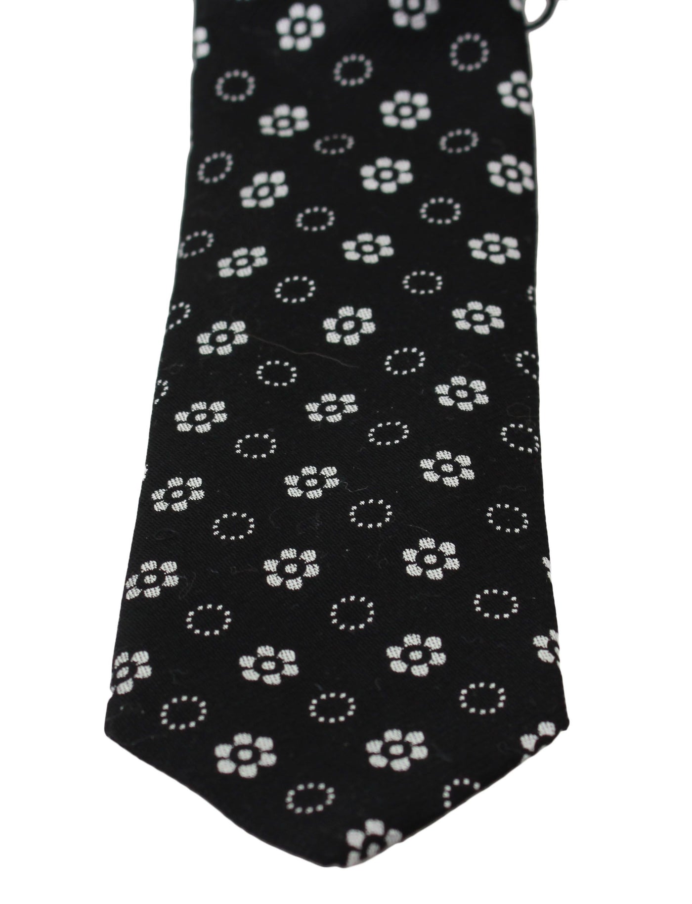 Black 100% Silk Floral Print Print Classic Tie