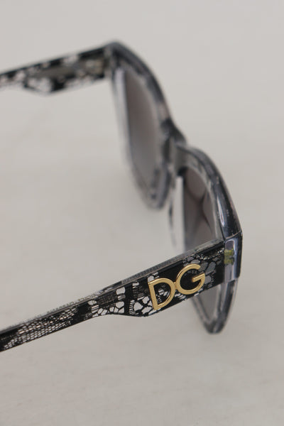 Black DG4384 Lace Square Acetate Full Rim Sunglasses