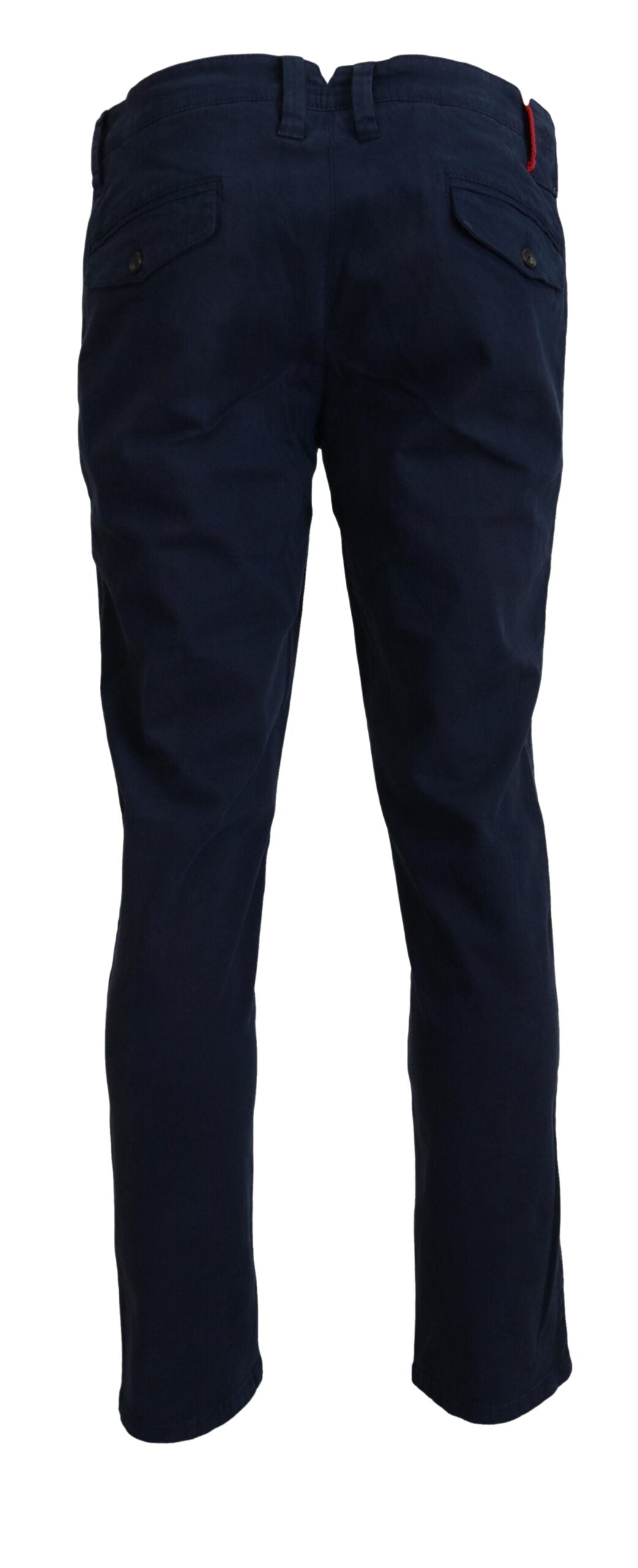 Blue Cotton Straight Fit Men Casual Dress Pants