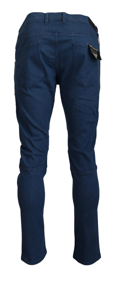 Blue Cotton Tapered Casual Denim Jeans