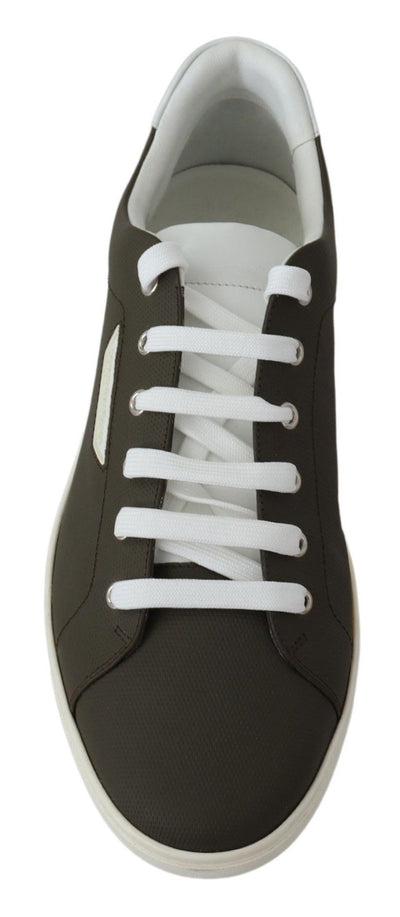 White Green Leather Low Top Sneakers Shoes