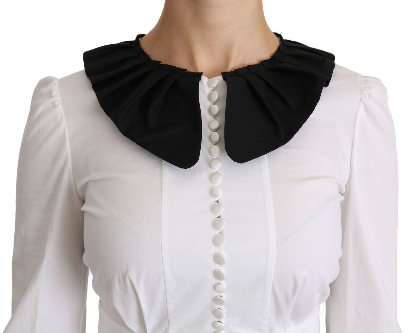 White Collared Long Sleeve Blouse Cotton Top