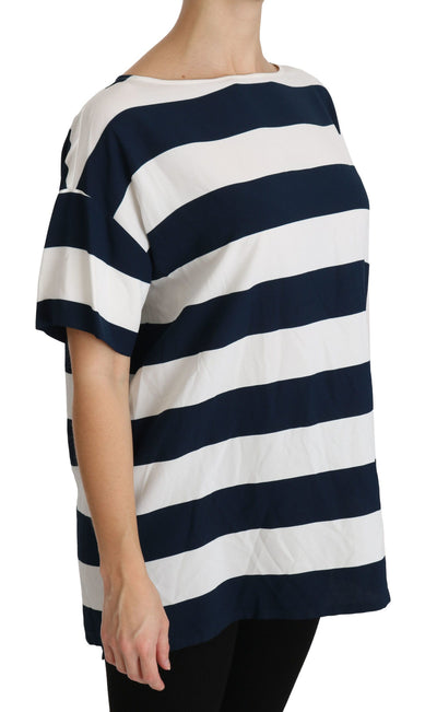 Blue White Stripes Blouse Top T-shirt