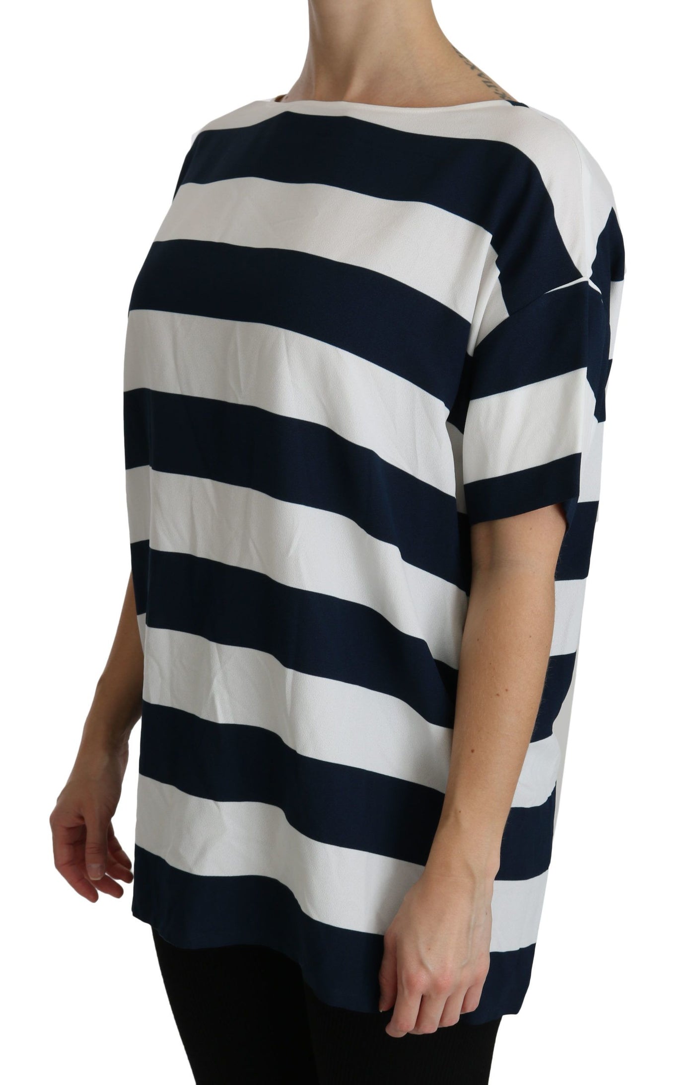 Blue White Stripes Blouse Top T-shirt