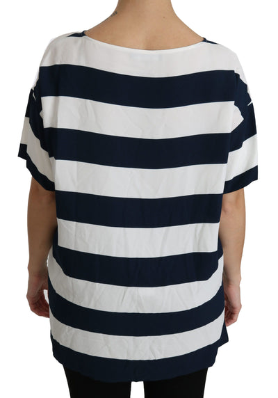 Blue White Stripes Blouse Top T-shirt