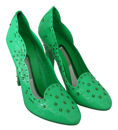 Green Crystal Floral Heels CINDERELLA Shoes