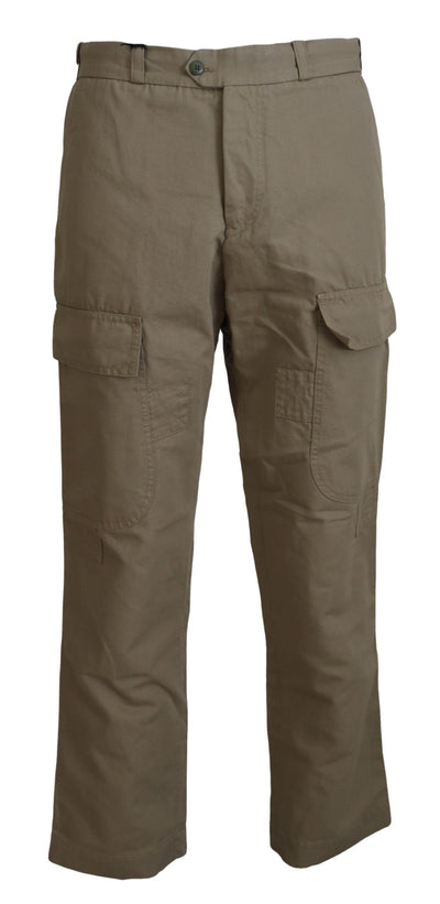 Brown Cotton Men Casual Cargo Pants