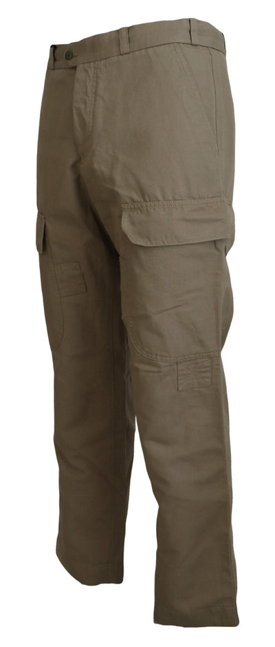 Brown Cotton Men Casual Cargo Pants