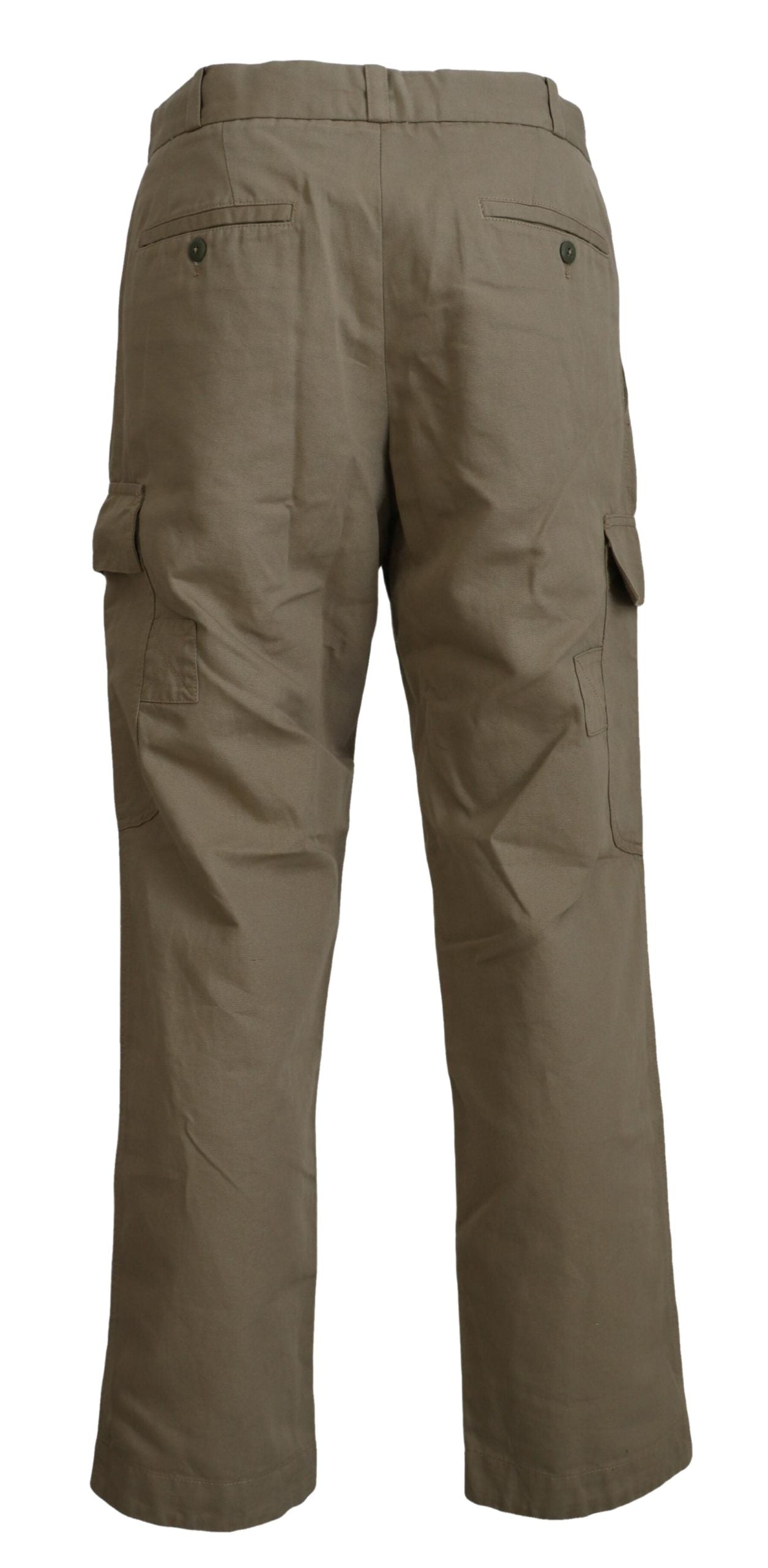 Brown Cotton Men Casual Cargo Pants