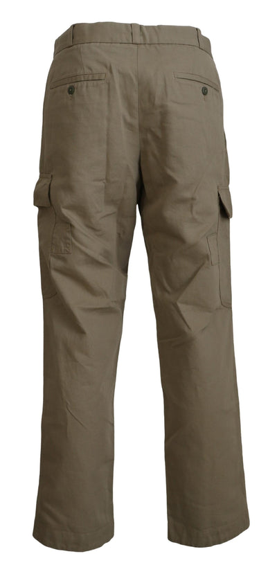 Brown Cotton Men Casual Cargo Pants