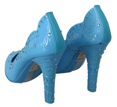 Blue Crystal Floral CINDERELLA Heels Shoes