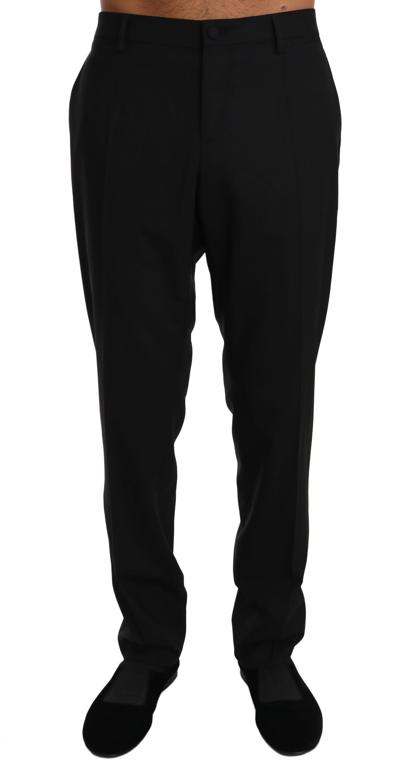 Black Wool Stretch Dress Trousers Pants