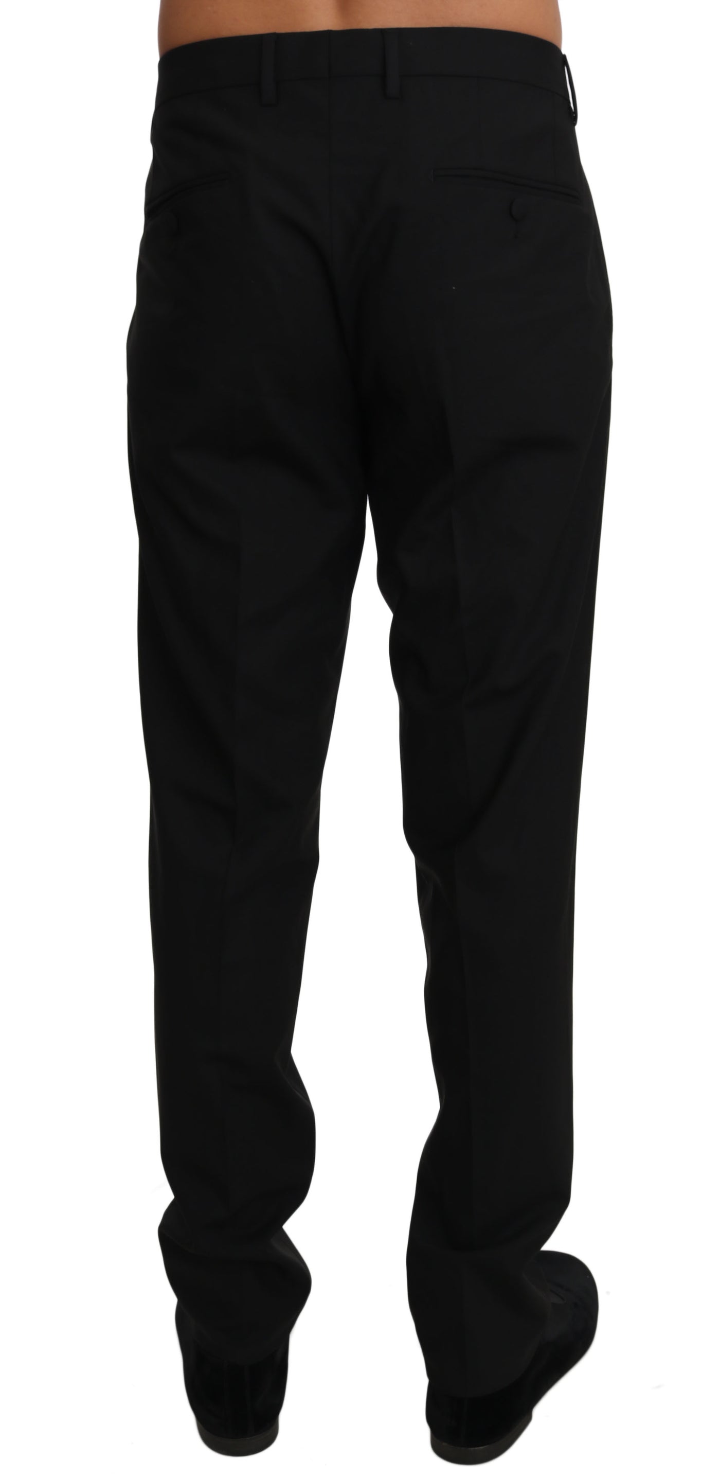 Black Wool Stretch Dress Trousers Pants