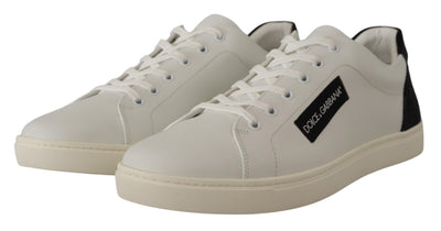 White Black Leather Low Shoes Sneakers