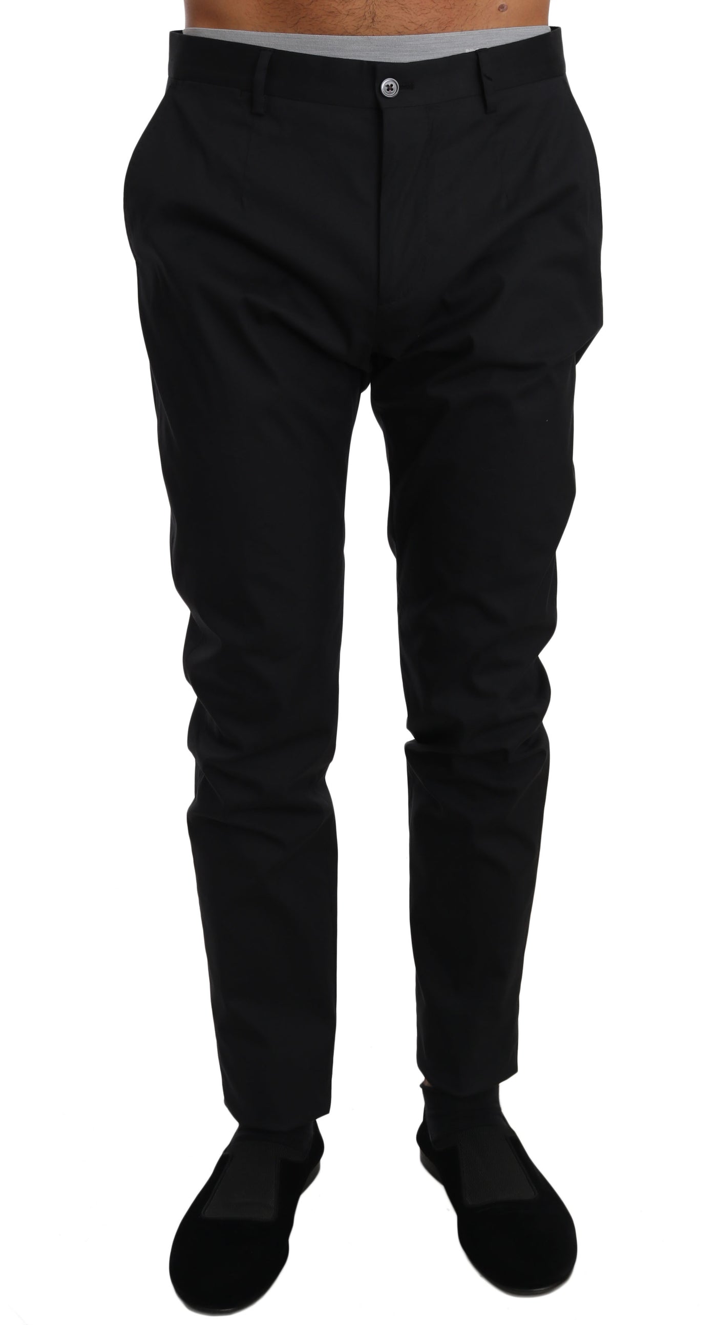 Black Cotton Stretch Formal Trousers Pants