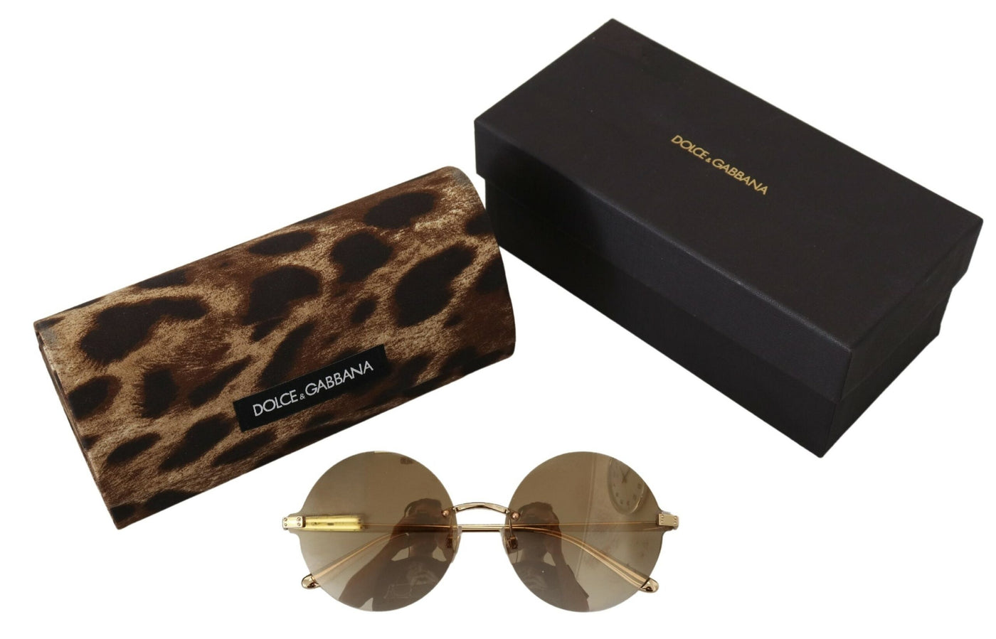 Gold DG2228 Women Round Gradient Lenses Sunglasses