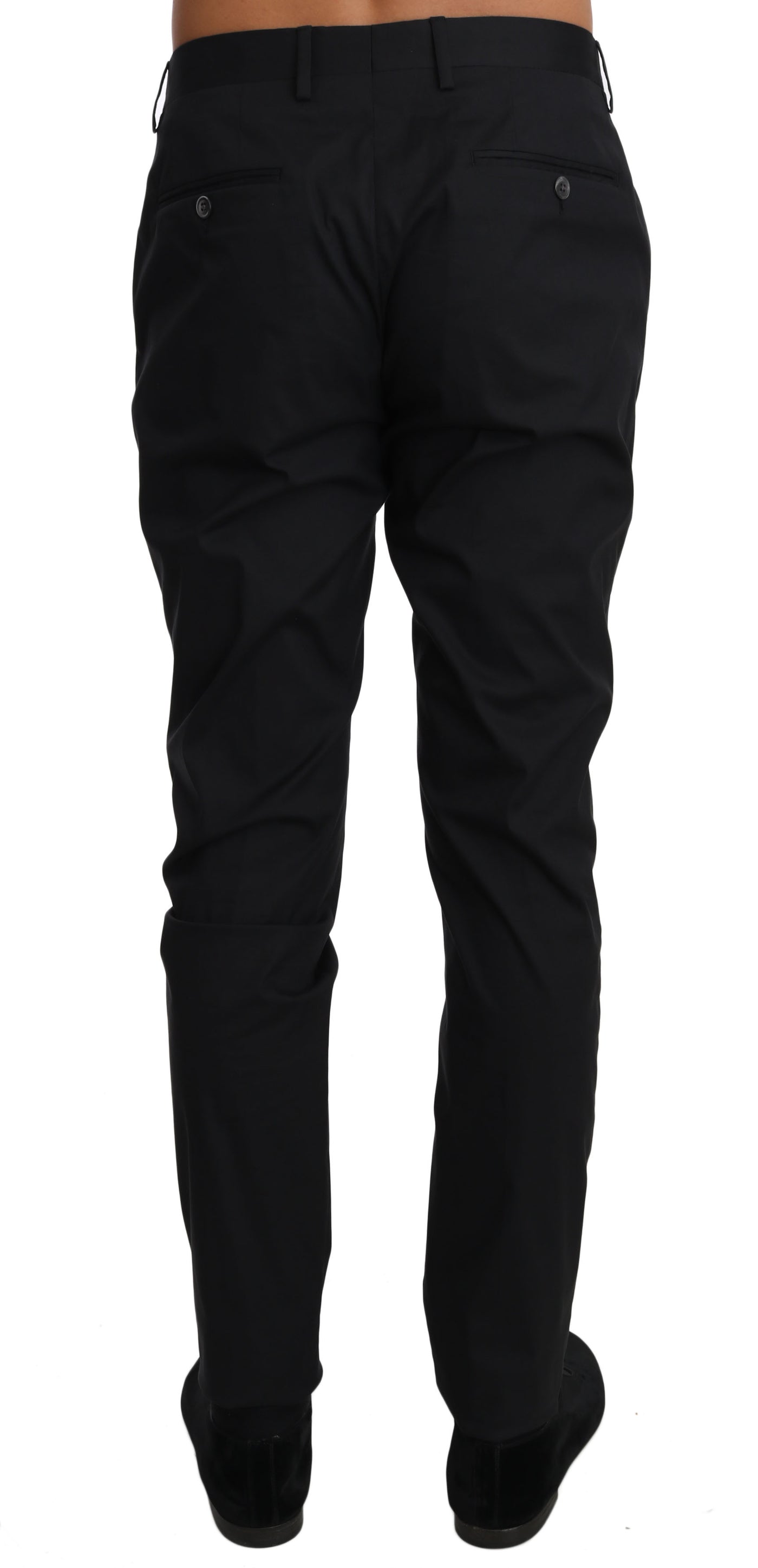 Black Cotton Stretch Formal Trousers Pants