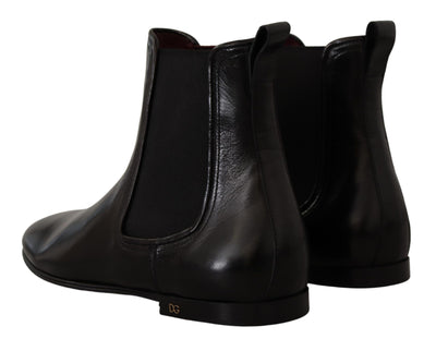 Black Leather Derby Boots Ankle