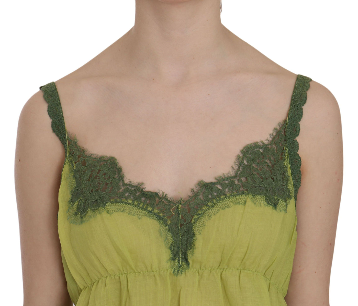 Green Lace Spaghetti Strap Tank Top Blouse