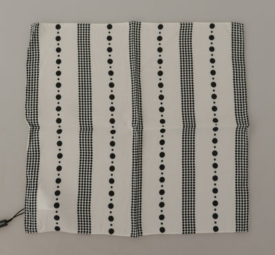 White Dotted Stripes Square Handkerchief Viscose Scarf