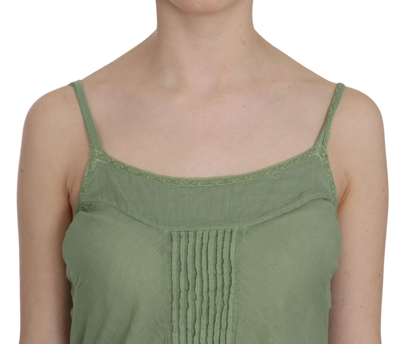 Green Silk Spaghetti Strap Tank Top Blouse