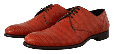 Orange Exotic Leather Dress Derby Shoes