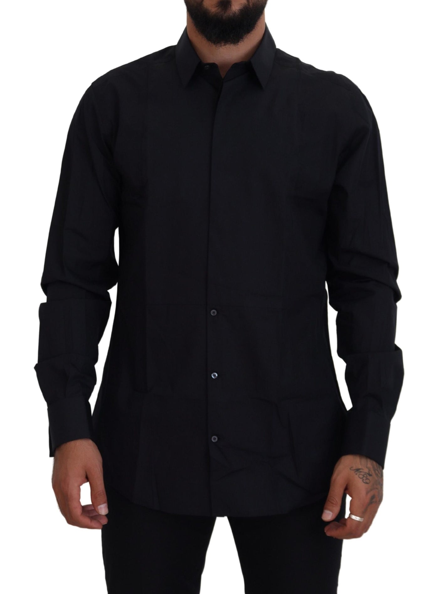 Black Gold Cotton Slim Fit Dress Mens Shirt