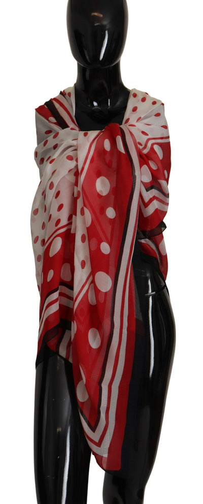 Red White Polka Dots Shawl Wrap Scarf