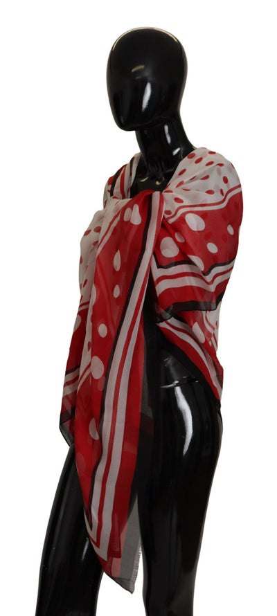 Red White Polka Dots Shawl Wrap Scarf